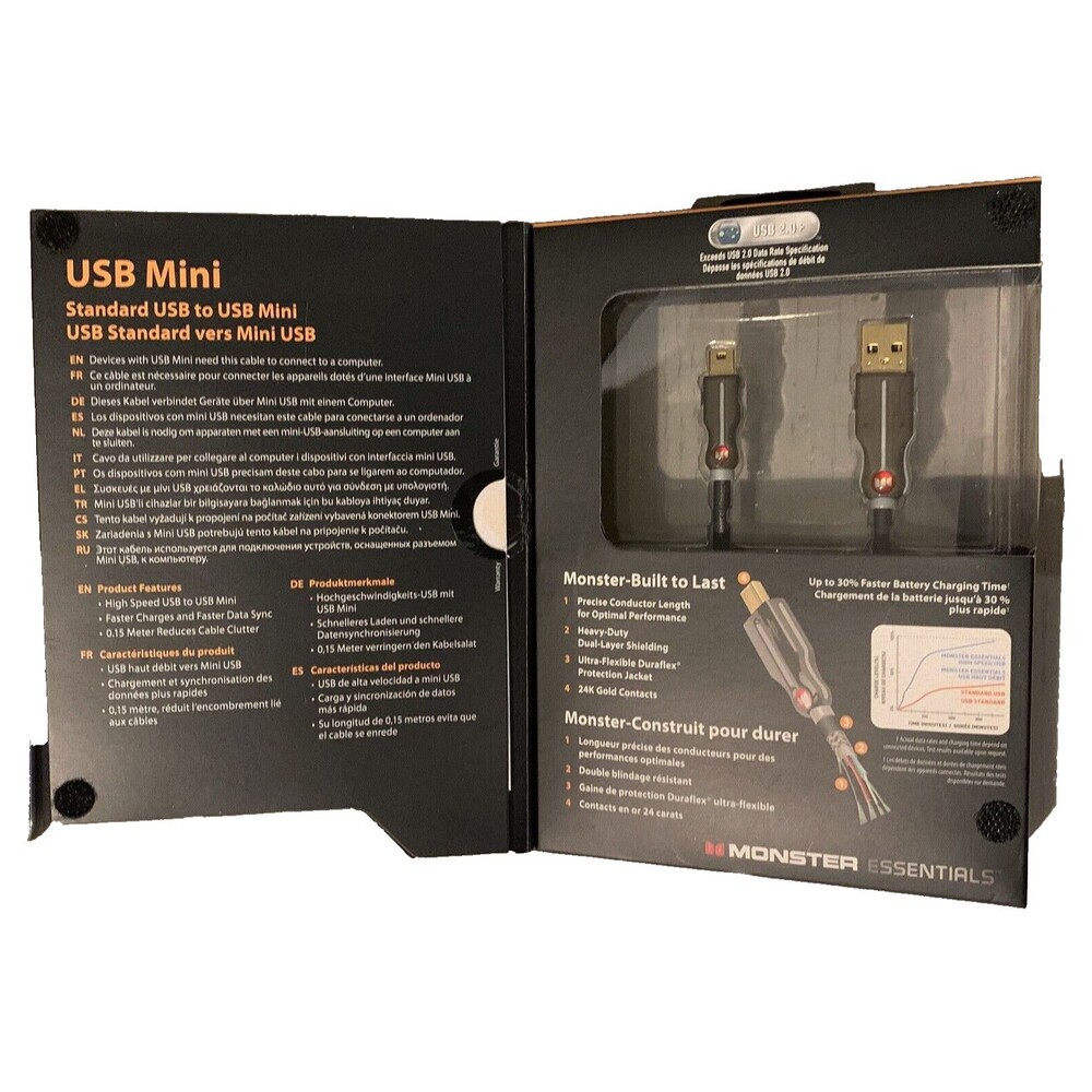 Monster USB Mini High Speed USB to USB Mini Connect ~ Connecter NEW Boxed
